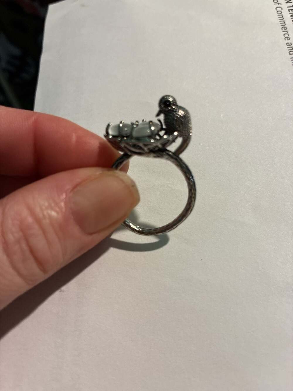 Bird Nest Ring With Cat's Eye Eggs